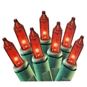 RED Mini Lights String 100 Count Green Wire Valentines Christmas Incandescen 20'